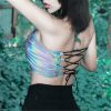 The Best Fashion Women Sleeveless Reflective Crop Vest Colorfull Printed Backless Laser Bra Bustier Cami Crop Tank Tops Online - Hplify