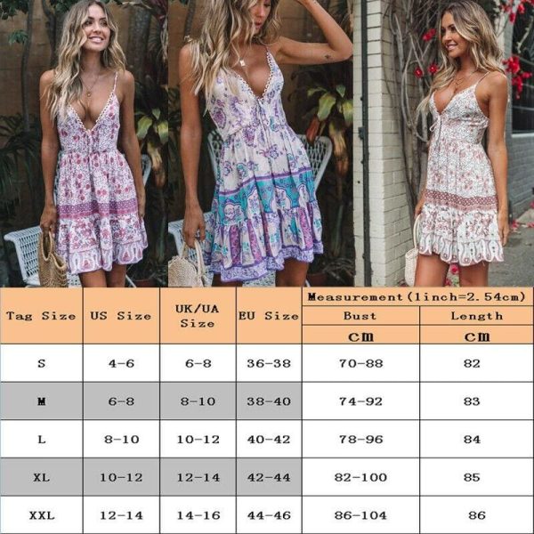The Best Fashion Women Summer Boho Short Mini Dress Party Ladies Casual Sleeveless V Neck Beach Dress Sundress Online - Hplify