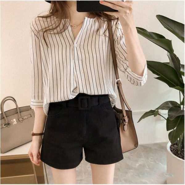The Best Fashion Women Summer Stripe Long Sleeve Shirt OL Ladies Loose Button Casual Blouse Tops Plus Size Women Clothes Online - Hplify