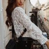 The Best Fashion Women T-shirt Lace Hollow Out Slim White Long Sleeve T-shirt Tops Summer Women Girl Clothes Stylish Online - Hplify