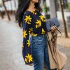 The Best Fashion Women's Flower Long Sleeve Slim Autumn Tops Shirt OL Ladies Casual Soild Blouse Pullover Streetwear Online - Hplify