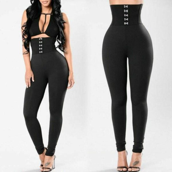 The Best Fashion Women's High Waist Leggings Ladies Casual Skin Slim Sports Gym Running Fitness Long Pants Trousers Online - Hplify