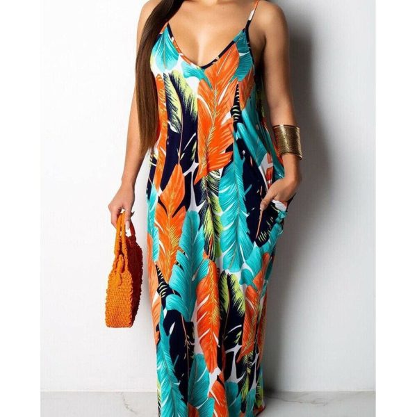 The Best Fashion Women's Maxi Long Boho Dress Hot V Neck Sleeveless New Floral Summer Beach Cocktail Party Loose Sundress Online - Hplify