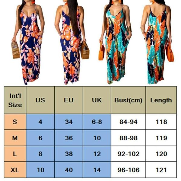 The Best Fashion Women's Maxi Long Boho Dress Hot V Neck Sleeveless New Floral Summer Beach Cocktail Party Loose Sundress Online - Hplify