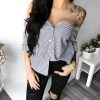 The Best Fashion Women's Off Shoulder Long Sleeve Striped Loose Blouse Ladies Casual Summer Tops Shirt Women Clothes Online - Hplify