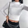 The Best Fashoin Women Winter T shirt Bandage Crop Top Elegant Long Sleeve Tee shirt Femme Warm turtleneck Tops Shirt Streetwear Online - Hplify