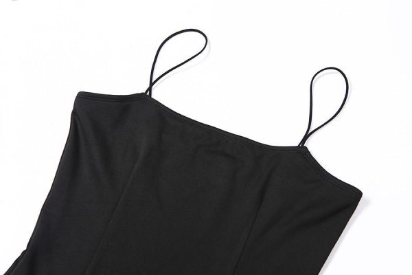 Macheda Autumn Women Spaghetti Strap Dress Autumn Sexy Split Solid Slim Lady Ankle Length Vintage Wear Dress 2019 New - Hplify