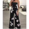 The Best Floral Dungarees Jumpsuit Fashion Trend Sling Print Wide Leg Loose Long Pant Trousers Online - Hplify
