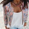 The Best Flower Print Women Basic Coats Long Sleeve Zipper Bomber Jacket Casual Jacket Coat Autumn Winter Streetwear Online - Hplify