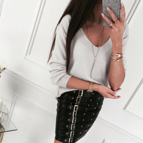 The Best Gothic Lace Up Backless Top Blouse Ladies Slim Fit Jumper Pullover Top Shirt Online - Hplify
