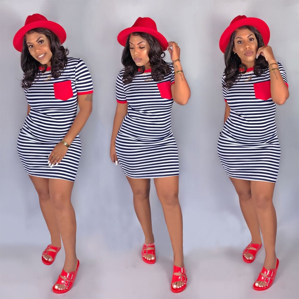 Womens Bodycon Sexy Summer Mini Beach Shorts Stripe Mini Dresses