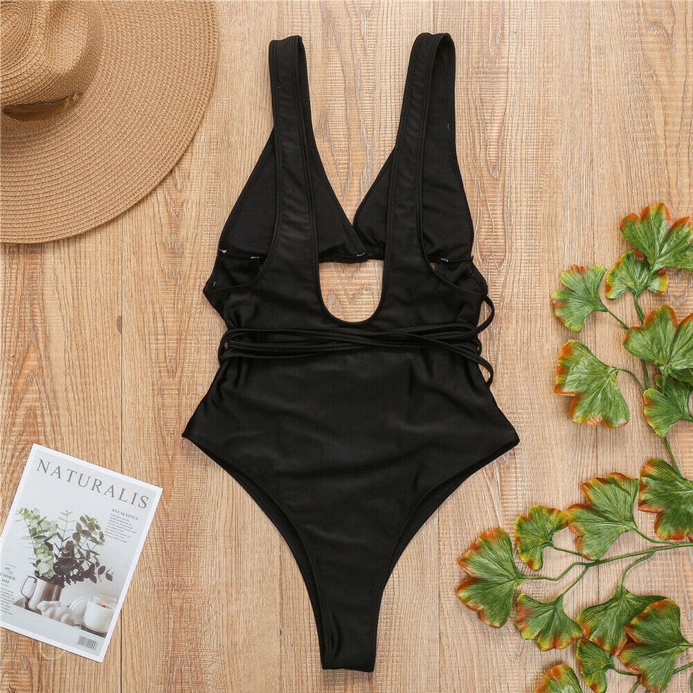 Womens Bikini One-Piece Set Push Up Monokini Swimwear Bandage Swimming Costume