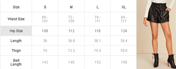 Women Ladies Summer Shorts PU Leather Loose Belt High Waist Short Pants Trousers