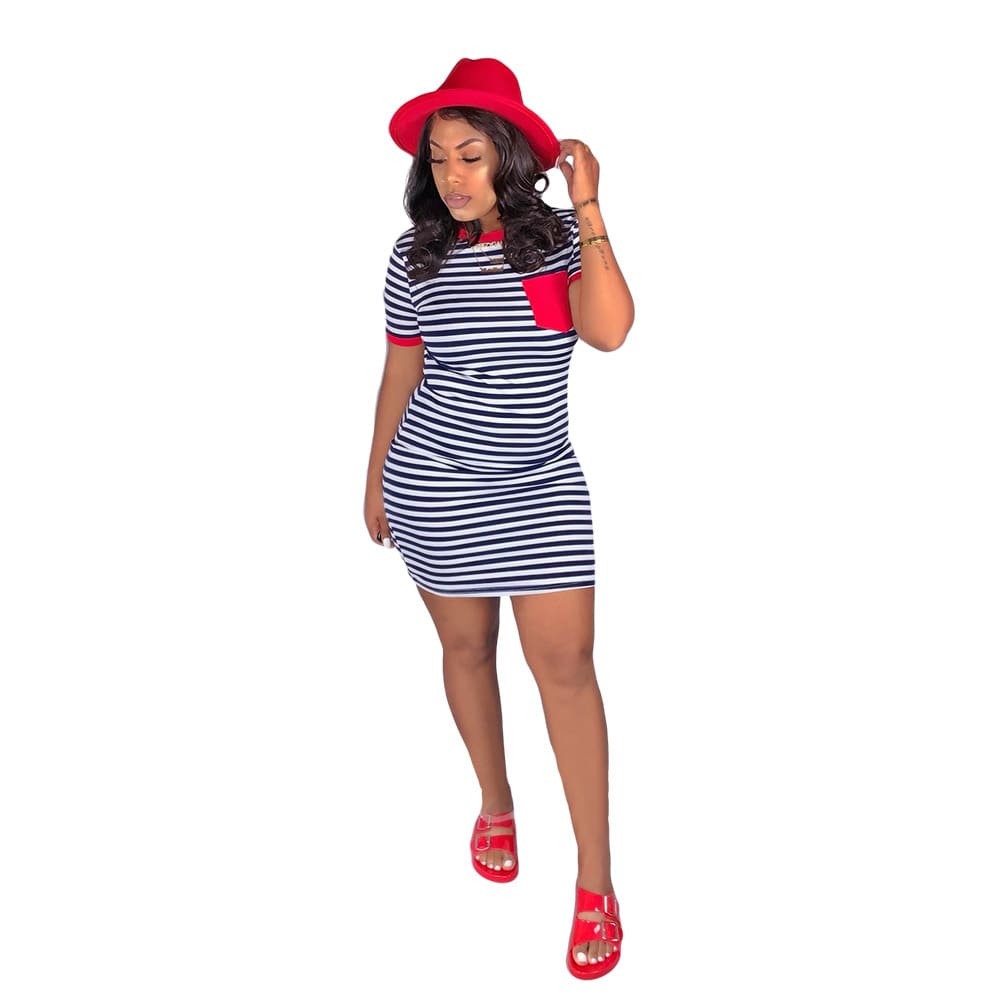 Womens Bodycon Sexy Summer Mini Beach Shorts Stripe Mini Dresses