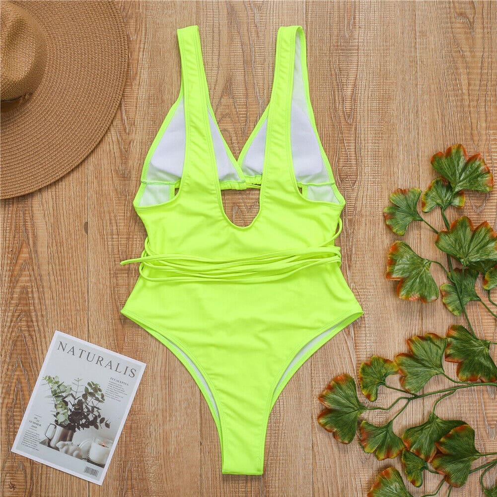 Womens Bikini One-Piece Set Push Up Monokini Swimwear Bandage Swimming Costume