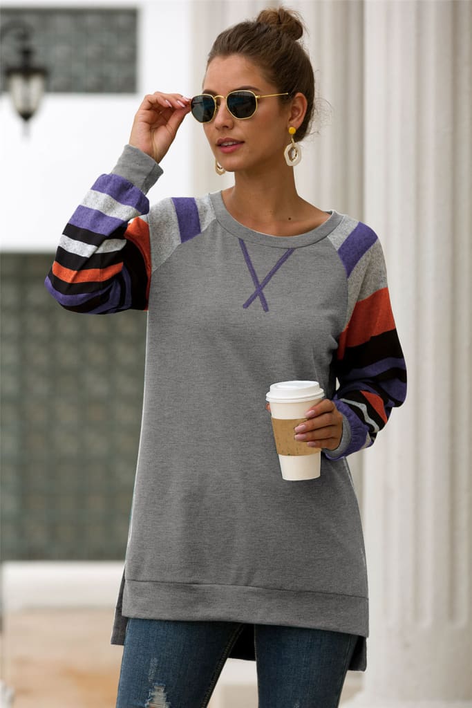 Fashion Trend Women Autumn Long Sleeve Loose Ladies Striped T-Shirt Tops Casual Comfortable Daily Tops