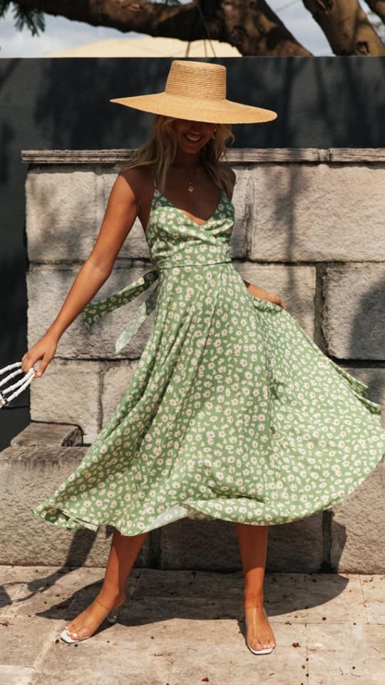 Boho Print Maxi Dress Sleeveless Evening Party Beach Dress V-Neck Sundress Backless