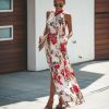 The Best Halter Style Women Summer Floral Dress Casual Boho High Waist Long Maxi Holiday Party Sleeveless Loose Dress Clothes Online - Hplify