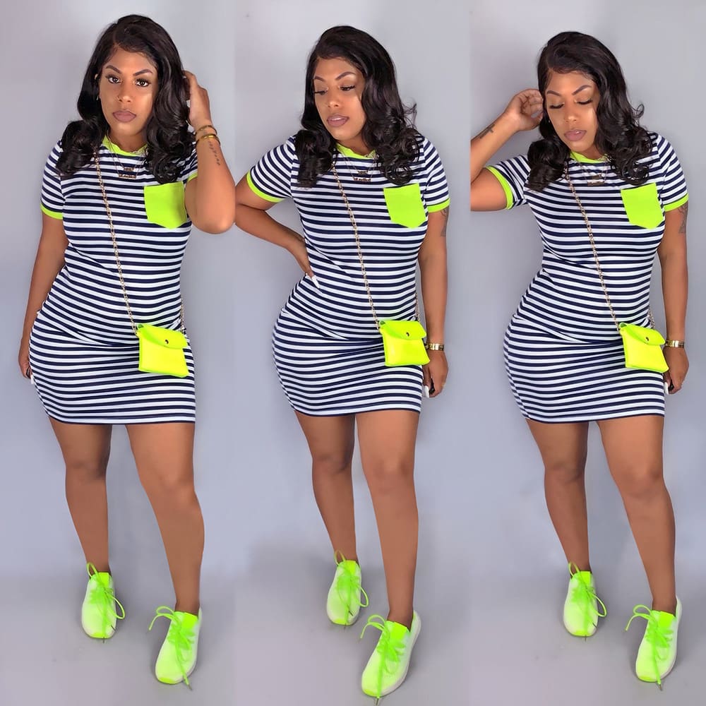 Womens Bodycon Sexy Summer Mini Beach Shorts Stripe Mini Dresses