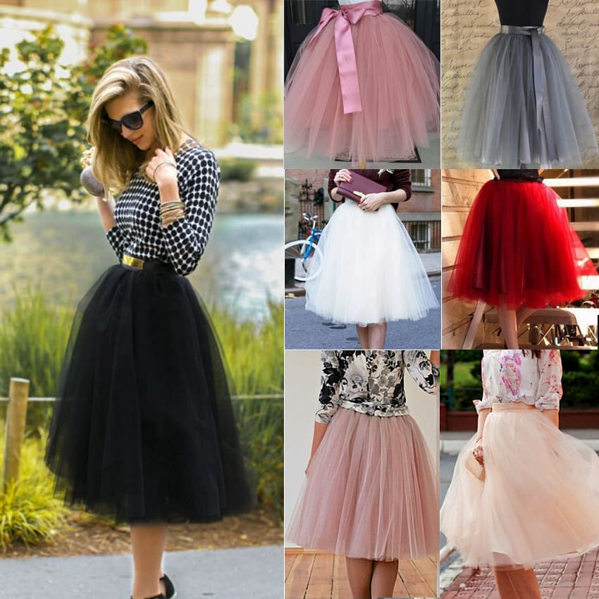 Tulle Skirt for Girls Fashion Tutu Skirts Women Solid Lace Ball Gown