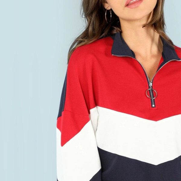 The Best Hirigin Autumn New Women Long Sleeve Multi Color Patchwork Hoodie Sweatshirt Jumper Coat Pullover Tops Streetwear Online - Hplify