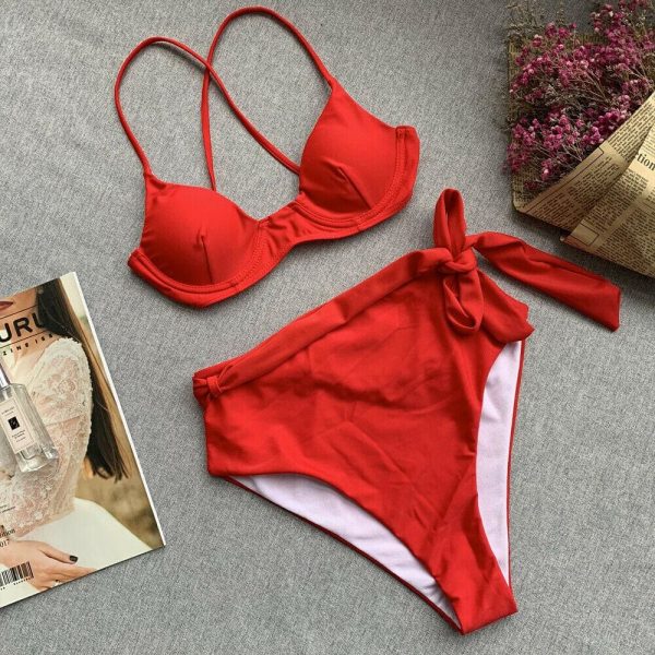 The Best Hot Bikinis Swimwear Women Bathing Suit High Waist Padded Bikini Female Swimsuit Beachwear Strap Leopard Biquini Set Online - Hplify