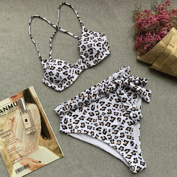 The Best Hot Bikinis Swimwear Women Bathing Suit High Waist Padded Bikini Female Swimsuit Beachwear Strap Leopard Biquini Set Online - Hplify