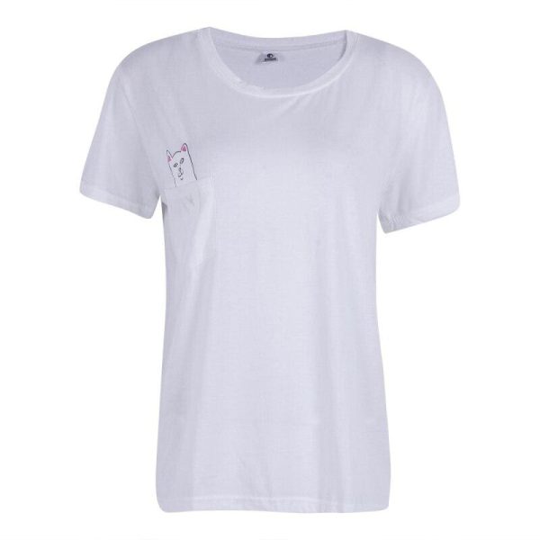 The Best Hot Summer Men Women Pocket Cat Ptint T-Shirt Fashion Casual Cotton Loose Short Sleeveless O-Neck  Shirt Tops Online - Hplify