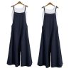The Best Hot Summer Women Strappy Solid Comfy Wide Leg Jumpsuits Women Casual Loose Dungarees Bib Overalls Cotton Linen Rompers Plus Size Online - Hplify