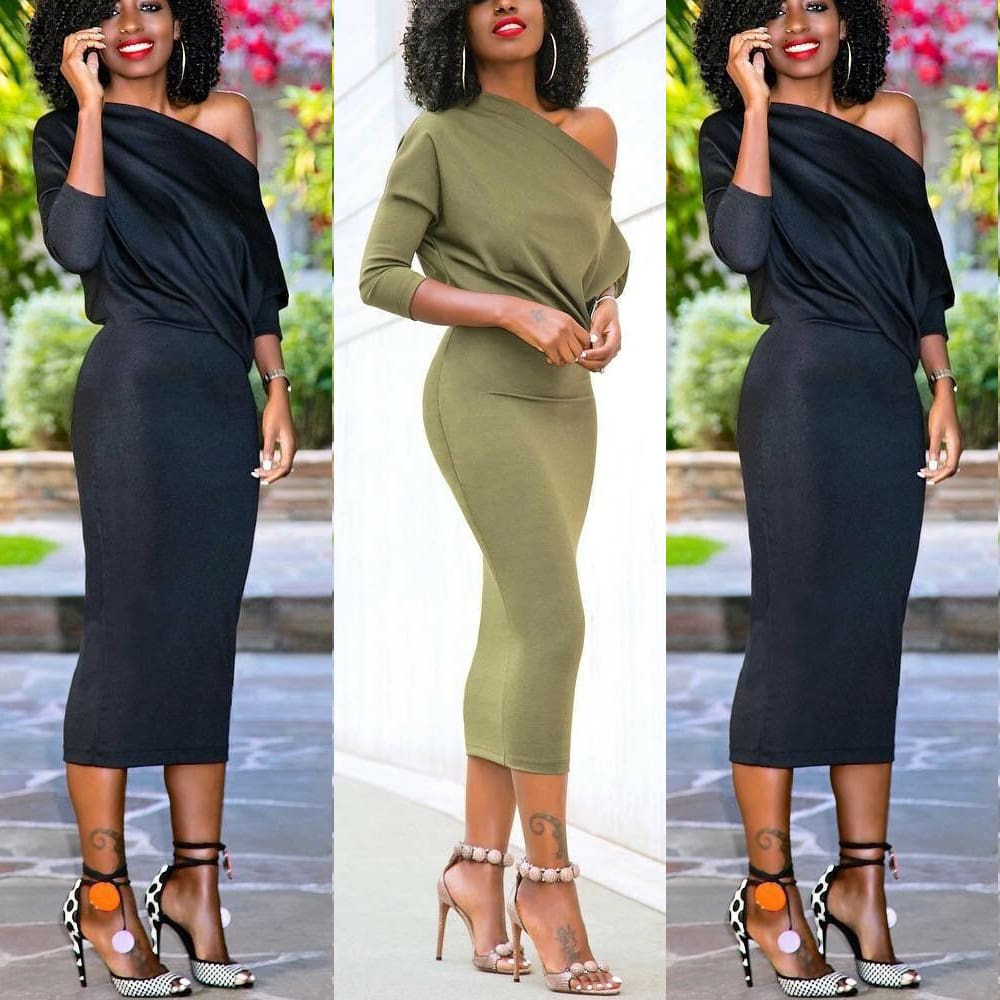 Elegant Womens Off Shoulder Bandage Bodycon Dress