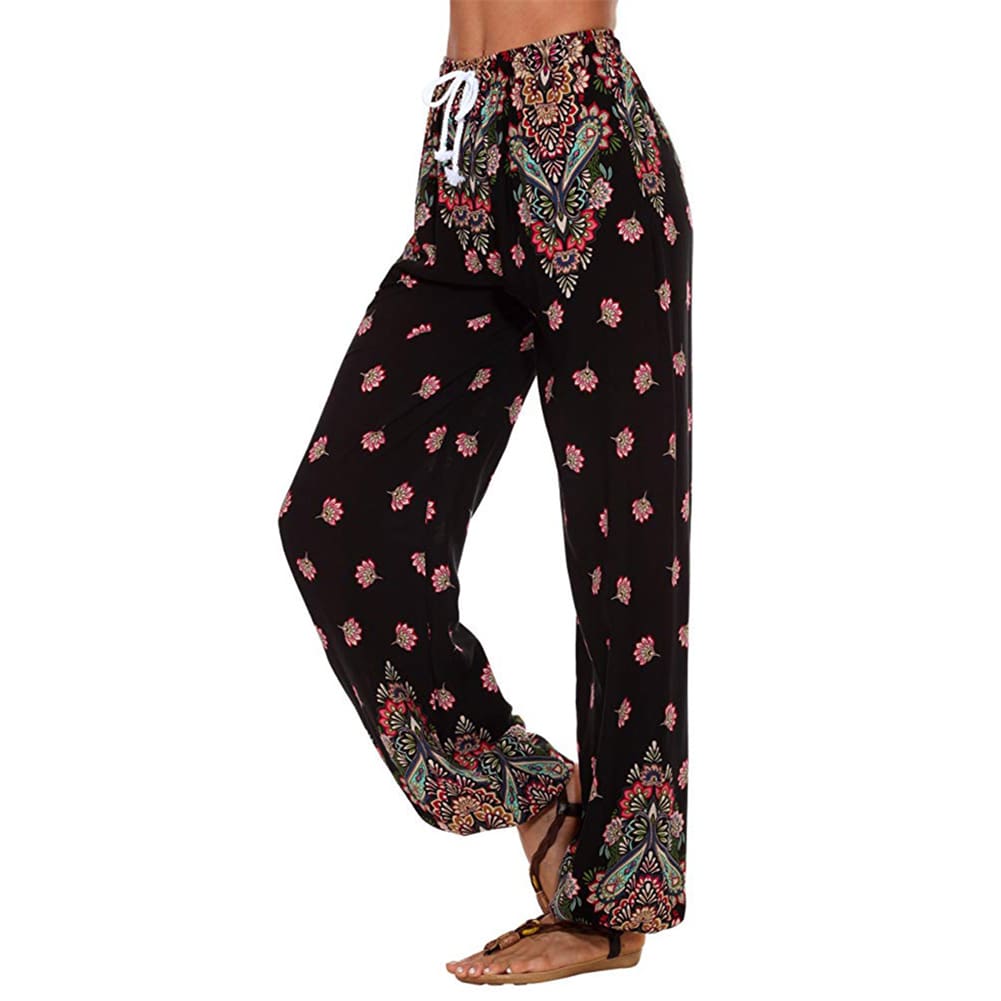 Women Fashion Ladies Casual Loose Long Pants Hippie Wide Leg Gypsy Unique Design Summer Trousers Leisure Wear