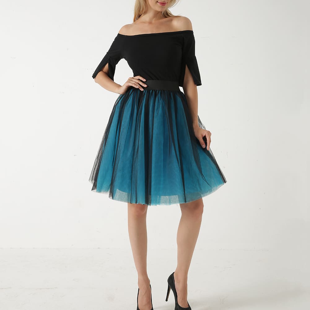 Women Gradient Suspender Skirt Ladies Casual Elastic High Waist Five Layer Veil Mesh Tulle Skirt Summer Evening Party Sundress