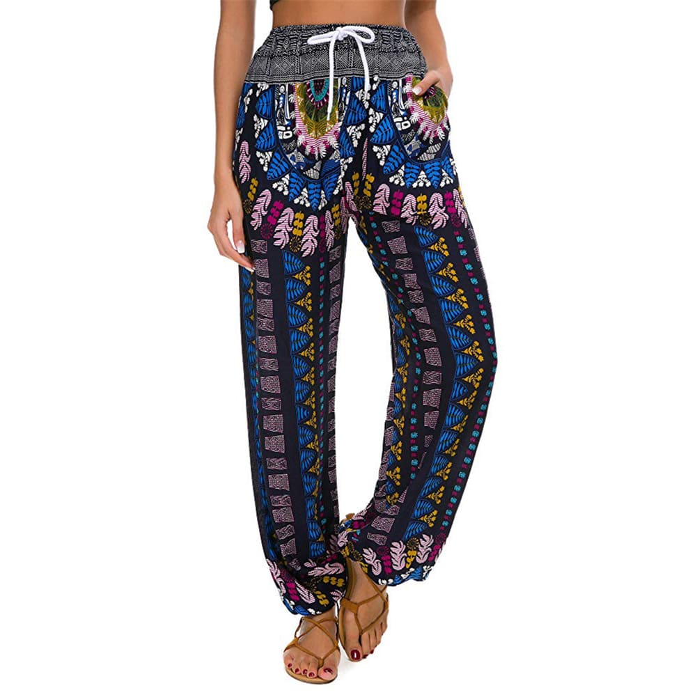 Women Fashion Ladies Casual Loose Long Pants Hippie Wide Leg Gypsy Unique Design Summer Trousers Leisure Wear