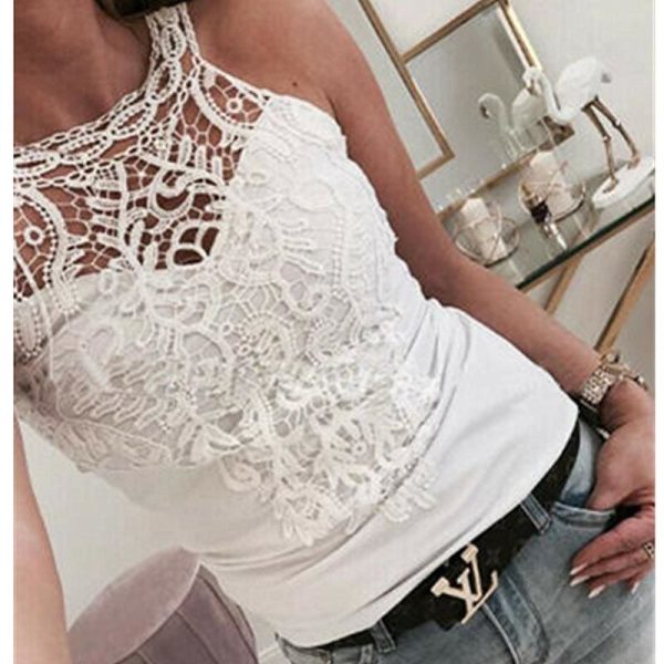 The Best Lace Tank Top Vest Blouse Sleeveless Fashion Solid Beach Crop Top Shirt Cami Top Online - Hplify