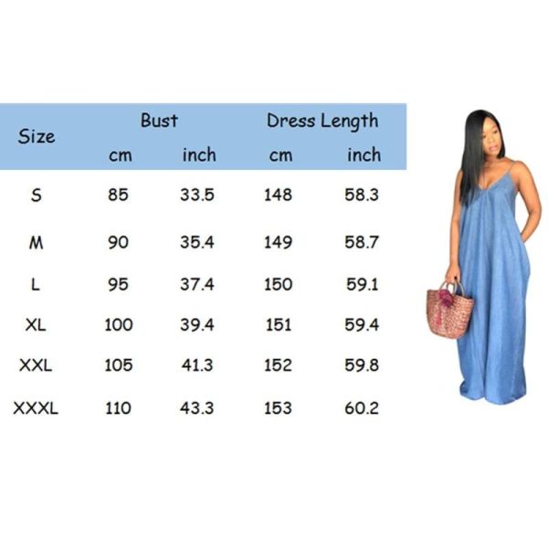 The Best Ladies Boho Backless Summer Long Denim Maxi Dress Online - Hplify
