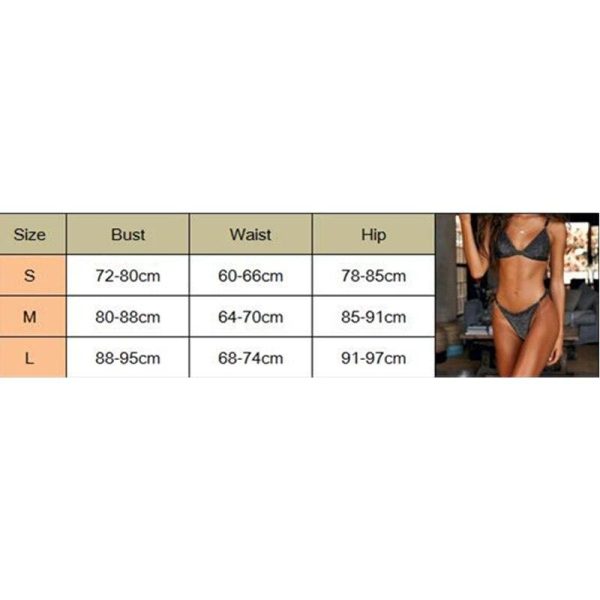 The Best Lady Triangle Swimwear Bathing Suit Padded Bra Glitter Bikini Set Swimsuit Women Bandage Push-up Beachwear Online - Hplify