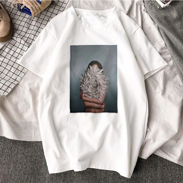 The Best New Cotton Harajuku Aesthetics Print T-shirt  Short Sleeve Tops & Tees Online - Hplify