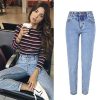 The Best New Fashion High Waist Boyfriend Jeans Women Casual Straight Jean Online - Hplify