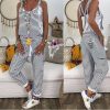 The Best New Fashion Romper Women Striped Sleeveless Loose Jumpsuit Dungarees Overall Casual Harem Loose Strap Pant Trousers Online - Source Silk