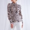 The Best New Fashion Women T Shirt Leopard Print Long Sleeve Backless Sexy OL Ladies Casual Turtleneck Tops Shirt Online - Source Silk