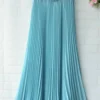 The Best New Summer Women Ladies Elegant Long Skirt Retro Maxi Chiffon High Waist Solid Casual Pleated Beach Long Skirt Sundress Online - Hplify