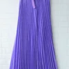 The Best New Summer Women Ladies Elegant Long Skirt Retro Maxi Chiffon High Waist Solid Casual Pleated Beach Long Skirt Sundress Online - Hplify
