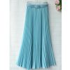 The Best New Summer Women Ladies Elegant Long Skirt Retro Maxi Chiffon High Waist Solid Casual Pleated Beach Long Skirt Sundress Online - Hplify