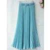 The Best New Summer Women Ladies Elegant Long Skirt Retro Maxi Chiffon High Waist Solid Casual Pleated Beach Long Skirt Sundress Online - Hplify