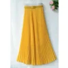 The Best New Summer Women Ladies Elegant Long Skirt Retro Maxi Chiffon High Waist Solid Casual Pleated Beach Long Skirt Sundress Online - Hplify