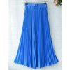 The Best New Summer Women Ladies Elegant Long Skirt Retro Maxi Chiffon High Waist Solid Casual Pleated Beach Long Skirt Sundress Online - Hplify