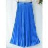 The Best New Summer Women Ladies Elegant Long Skirt Retro Maxi Chiffon High Waist Solid Casual Pleated Beach Long Skirt Sundress Online - Hplify
