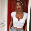 The Best New Summer Women Ladies Short Sleeve Cotton Casual Shirt Tops Fashion Summer Beach Slim Short White T-shirt Online - Hplify