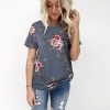 The Best New Summer Women Ladies Tops Floral Print Shirts Elegant Casual Short Sleeve Boho Beach Holiday Loose Crew-neck Shirts Online - Hplify