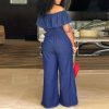 The Best New Summer Women Off Shoulder Wide Leg Romper Jumpsuit Fashion Ladies Casual Loose Trouser Overalls Baagy Pants Plus Size Online - Hplify